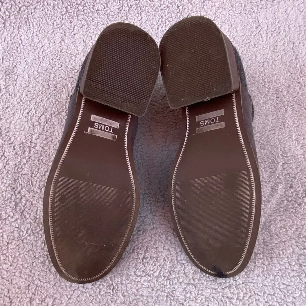 TOMS Lacy Bootie Grey Wool Leather Booties Sz 6.5 - Picture 8 of 9